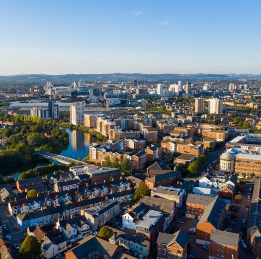 Aerial,View,Of,Cardiff,Bay,,The,Capital,Of,Wales,,Uk